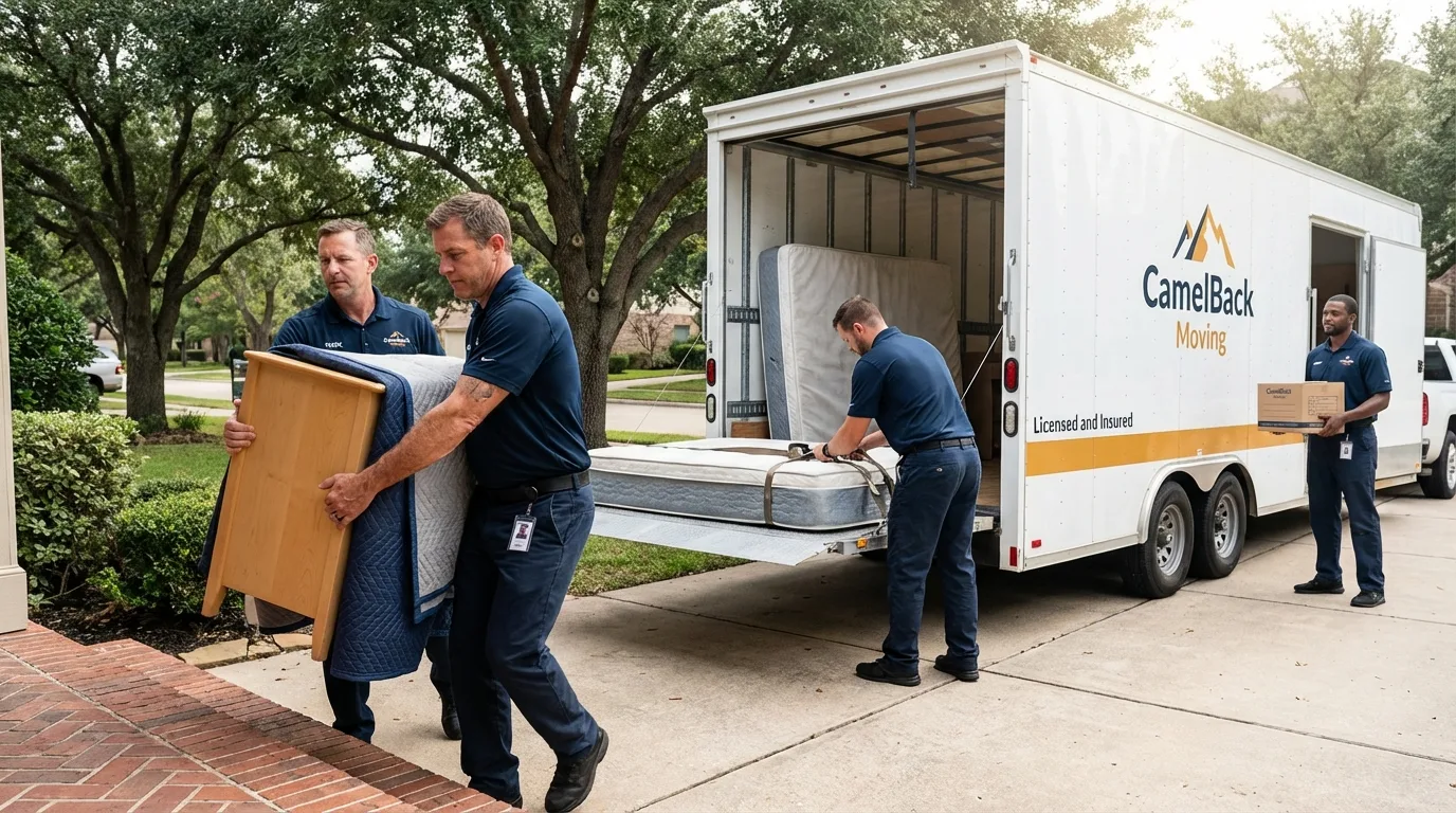 Crew loading residential truck for cross-state move from Cheney, WA